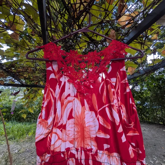 Red Floral Maxi Dress - Picture 4 of 6